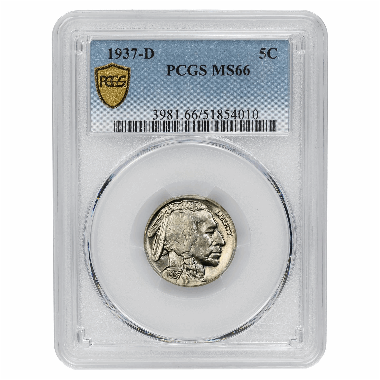 1937-D Buffalo Nickel 5C PCGS MS 66