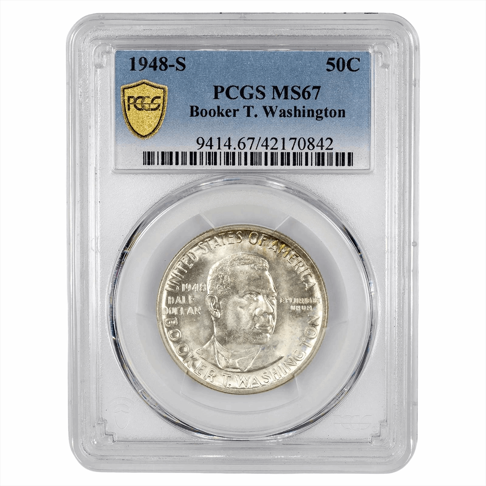 1948-S Booker T. Washington Commemorative Half Dollar 50C PCGS MS 67