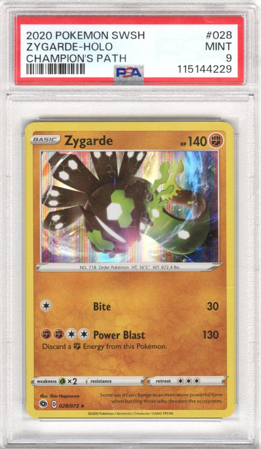 2020 Pokemon SWSH Champions Pack Zygarde - Holo #028 PSA MINT 9 