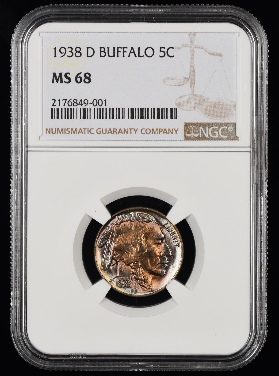 1938 D Buffalo 5C NGC MS68