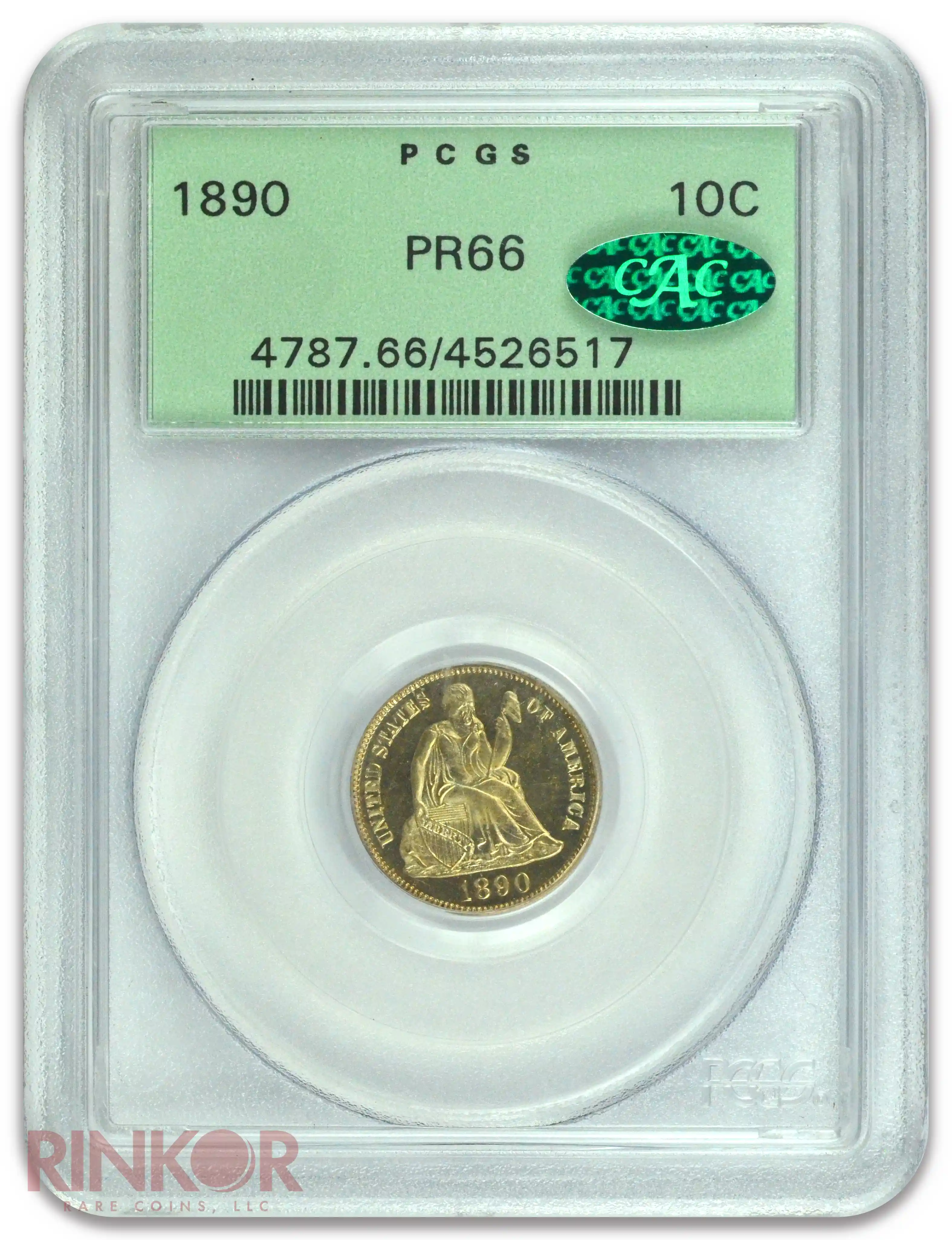 1890 Seated Dime PCGS