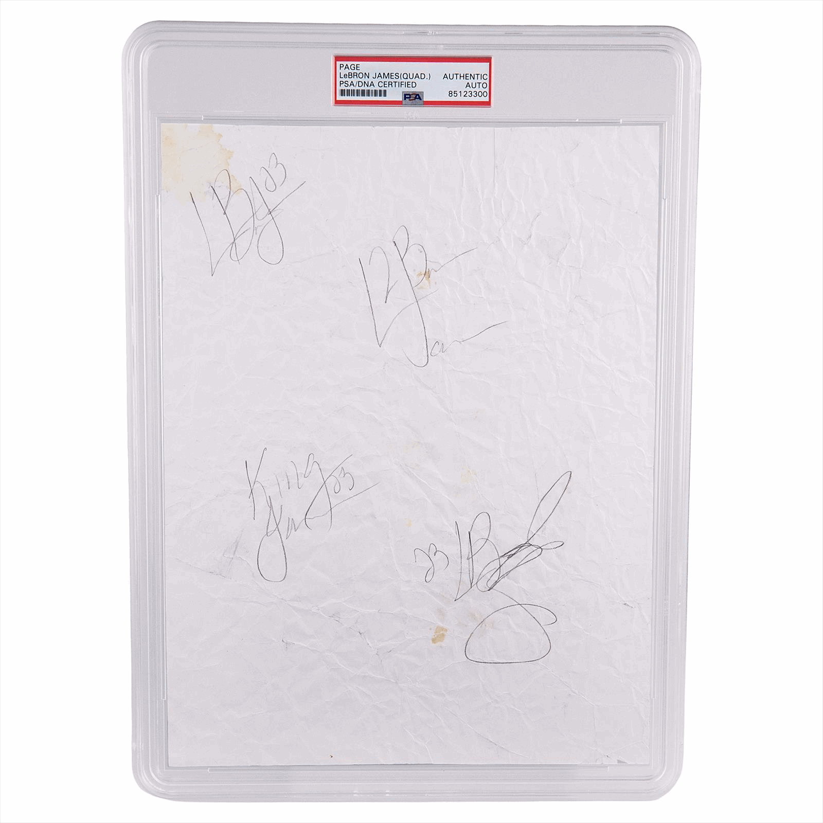 LeBron James Quad Auto High School Test Sheet PSA Encapsulated 
