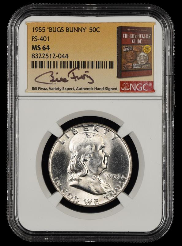1955 Bugs Bunny 50c FS-401 Bill Fivaz Signature Label NGC  MS64