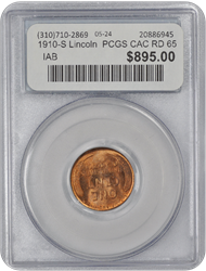 1910-S Lincoln  PCGS CAC RD 65