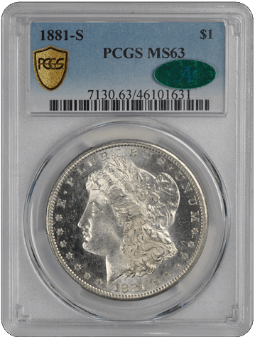 1881-S $1 Morgan Dollar PCGS  (CAC) #3587-10 MS63