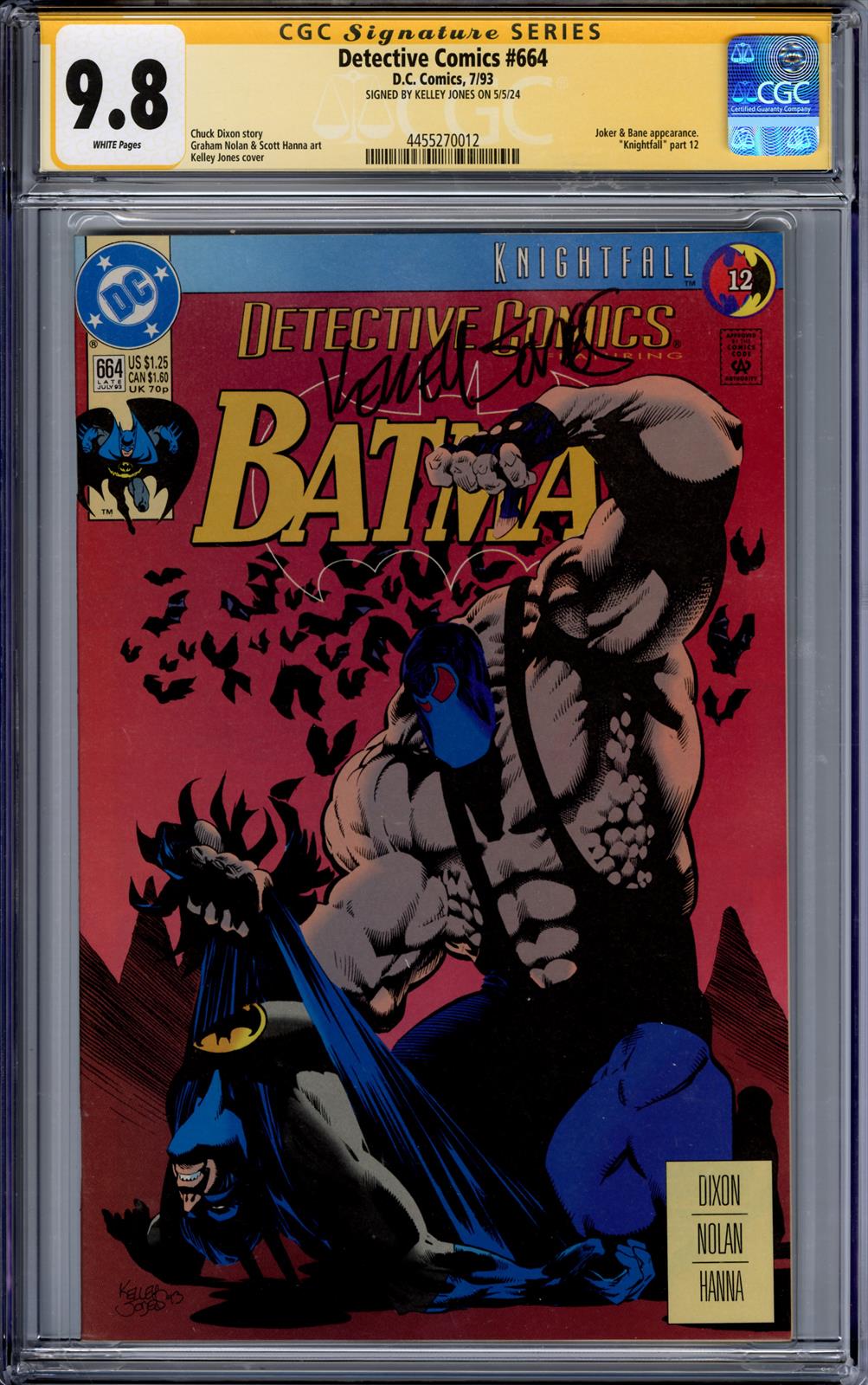 Detective Comics #664 CGC Signature Series 9.8 (D.C., 1993) Signed by Kelley Jones 