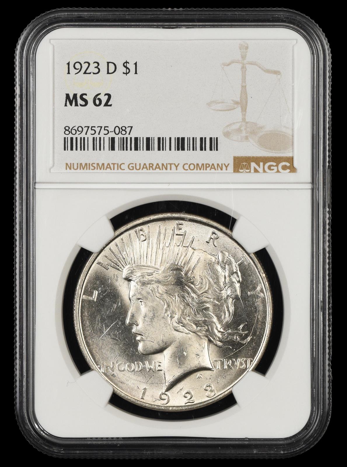 1923 D $1 NGC MS62