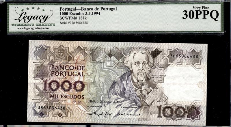 Portugal Banco de Portugal 1000 Escudos 3.3.1994 Very Fine 30PPQ 