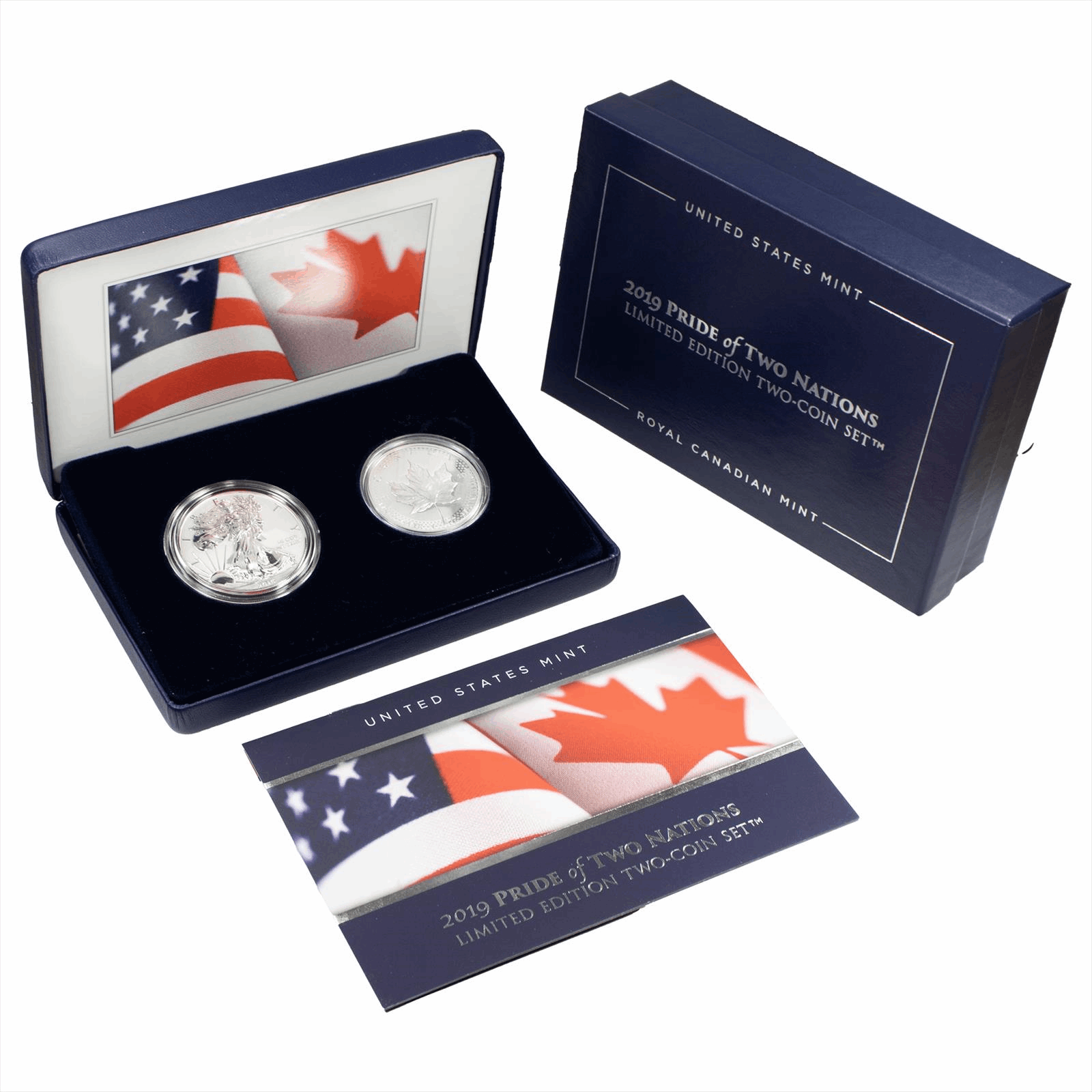 2019 Pride of Two Nations Silver Eagle and Maple Leaf Coin Set - W/ OGP and CoA 
