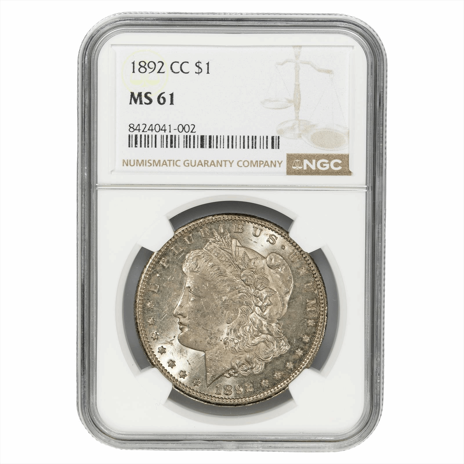 1892-CC  Morgan Silver Dollar $1 NGC MS 61