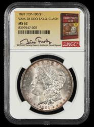 1891 $1 VAM 2B DDO Ear & Clash Top 100 Bill Fivaz Signature Label NGC MS 62
