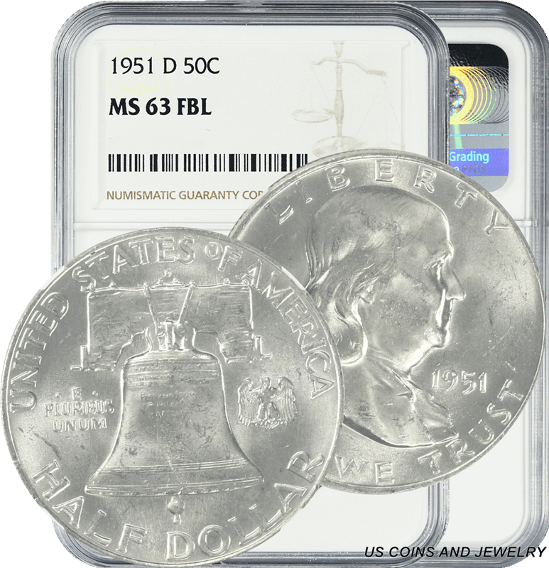 1951-D Franklin Half Dollar 50C NGC MS 63 FBL 