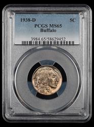 1938-D 5C PCGS Buffalo MS65