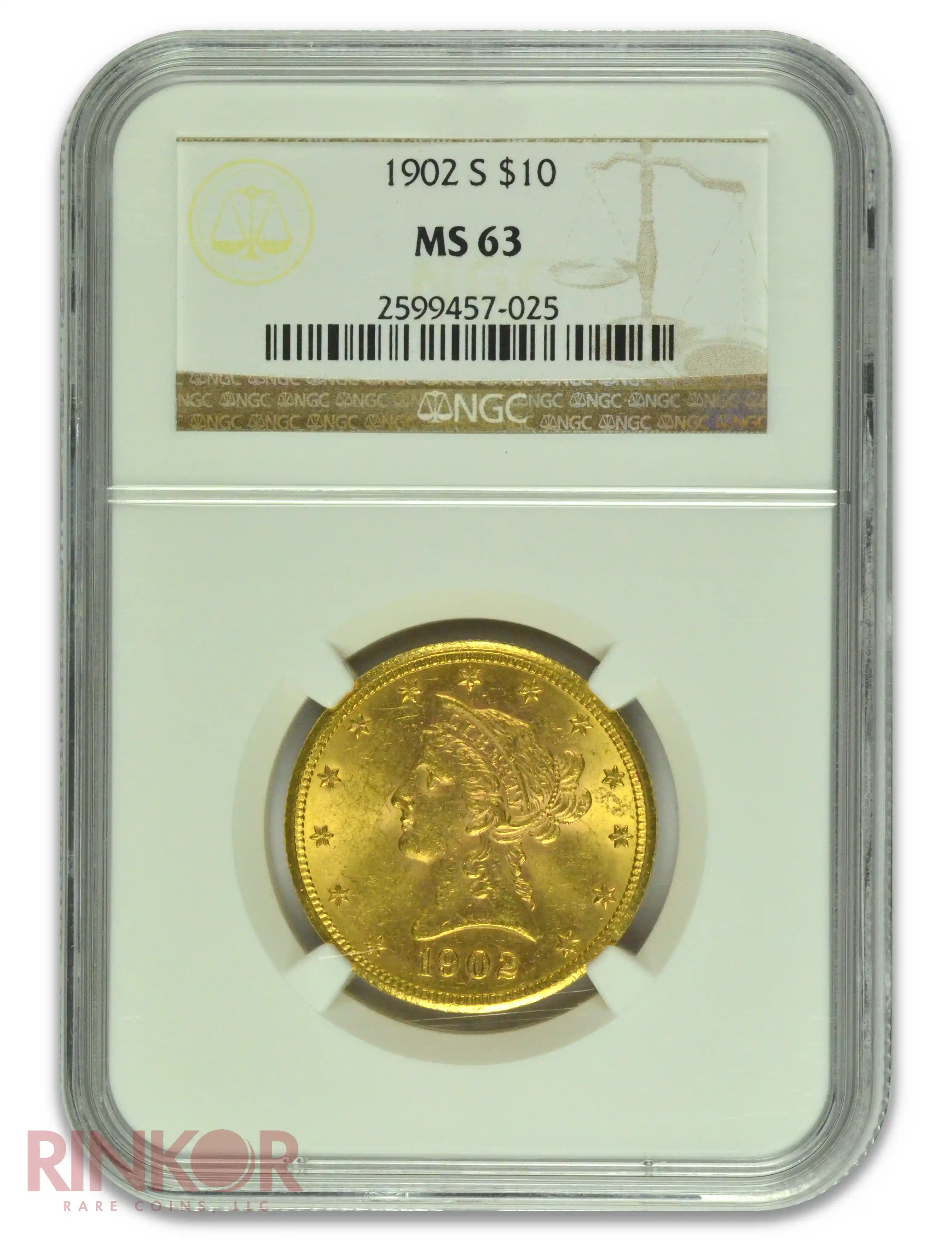 1902-S $10 Liberty Head NGC MS 63