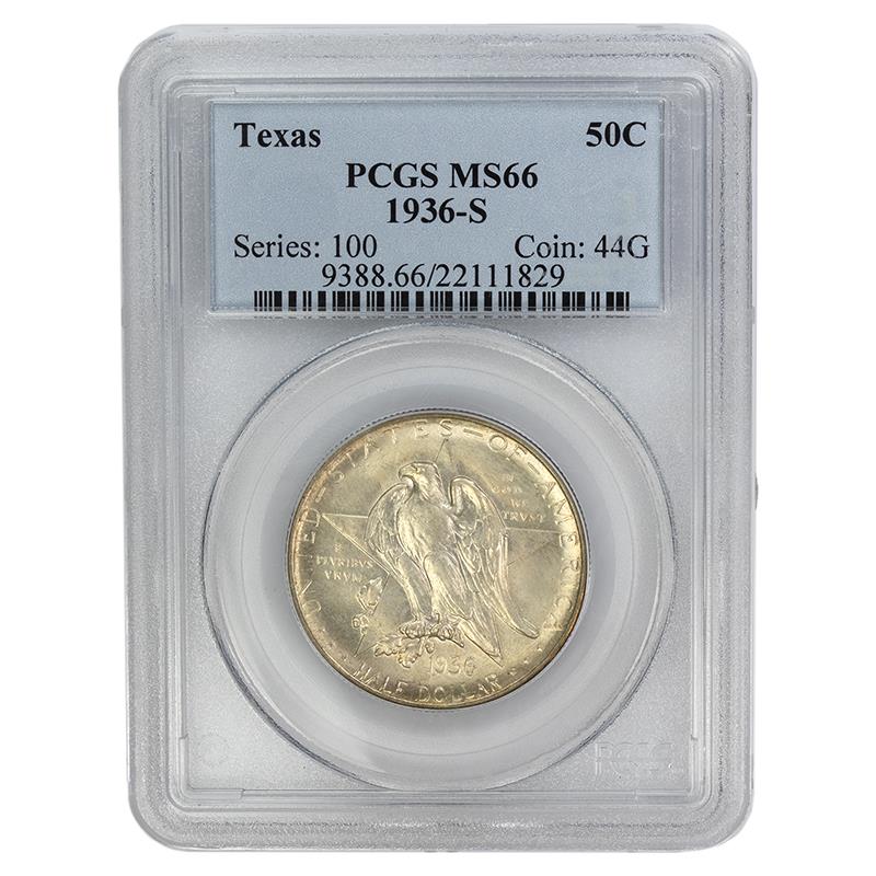 1936-S Texas Commemorative Half Dollar, 50C PCGS MS 66 