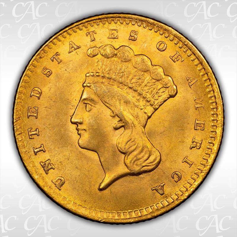 1856 Slanted 5 G$1 CACG MS 65