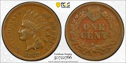 1867 1c PCGS XF40 