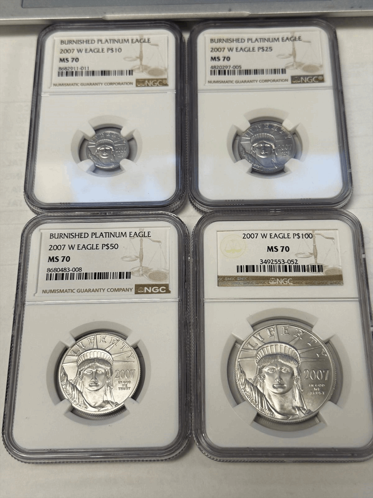 2007-w-4-coin-burnished-platinum-eagle-set-ngc-ms-70
