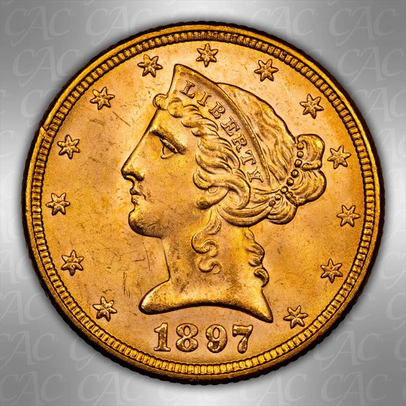 1897 $5 Liberty Head CACG MS 65