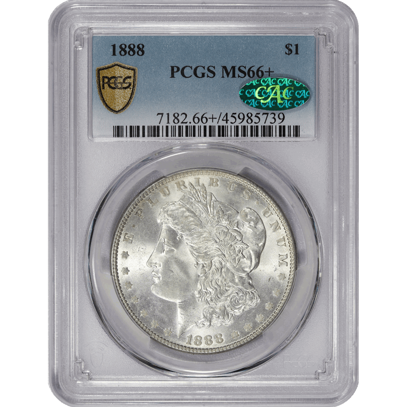 1888 $1 Morgan Silver Dollar - PCGS  MS66+ CAC - WHITE - TrueView