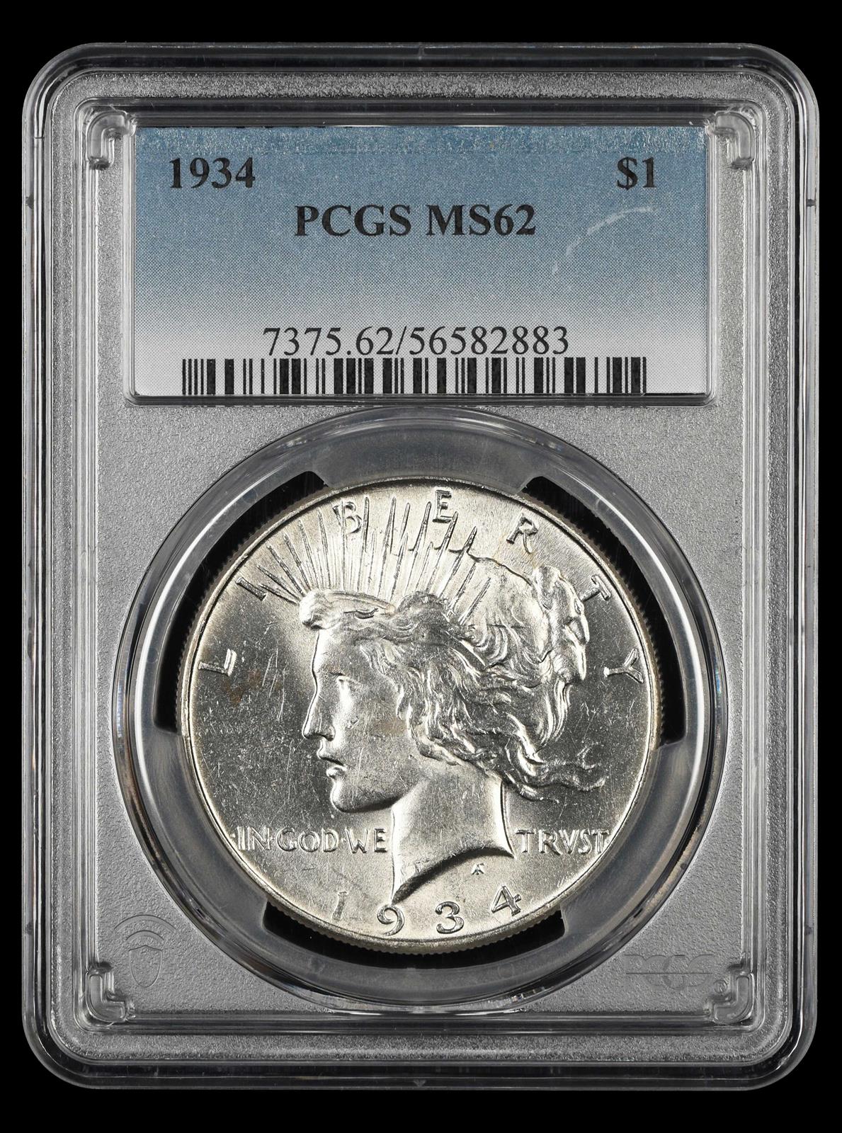 1934 $1 PCGS  MS62