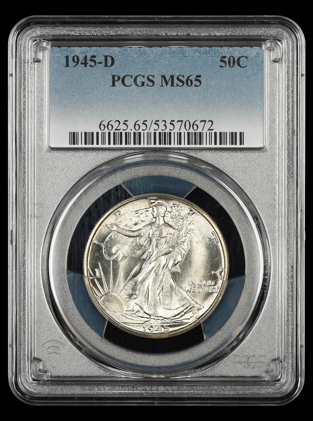 1945 D 50C PCGS MS65