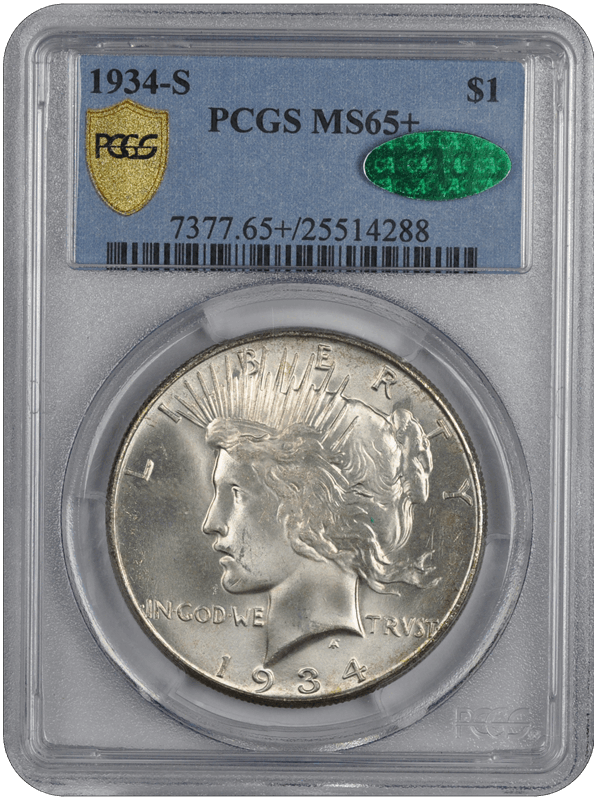 1934-S Peace PCGS CAC MS 65+