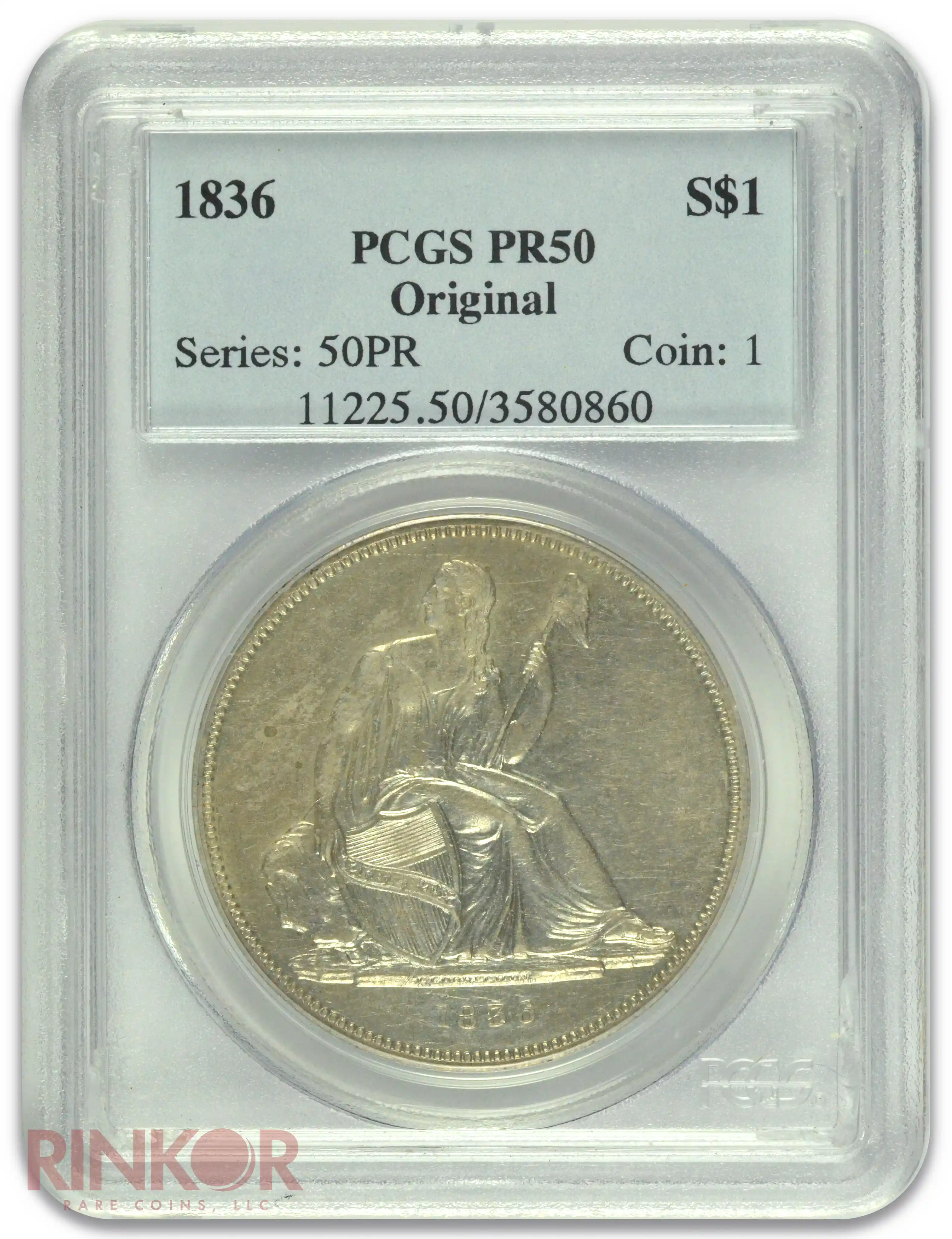 1836 $1 J-60 Gobrecht Original PCGS PR-50