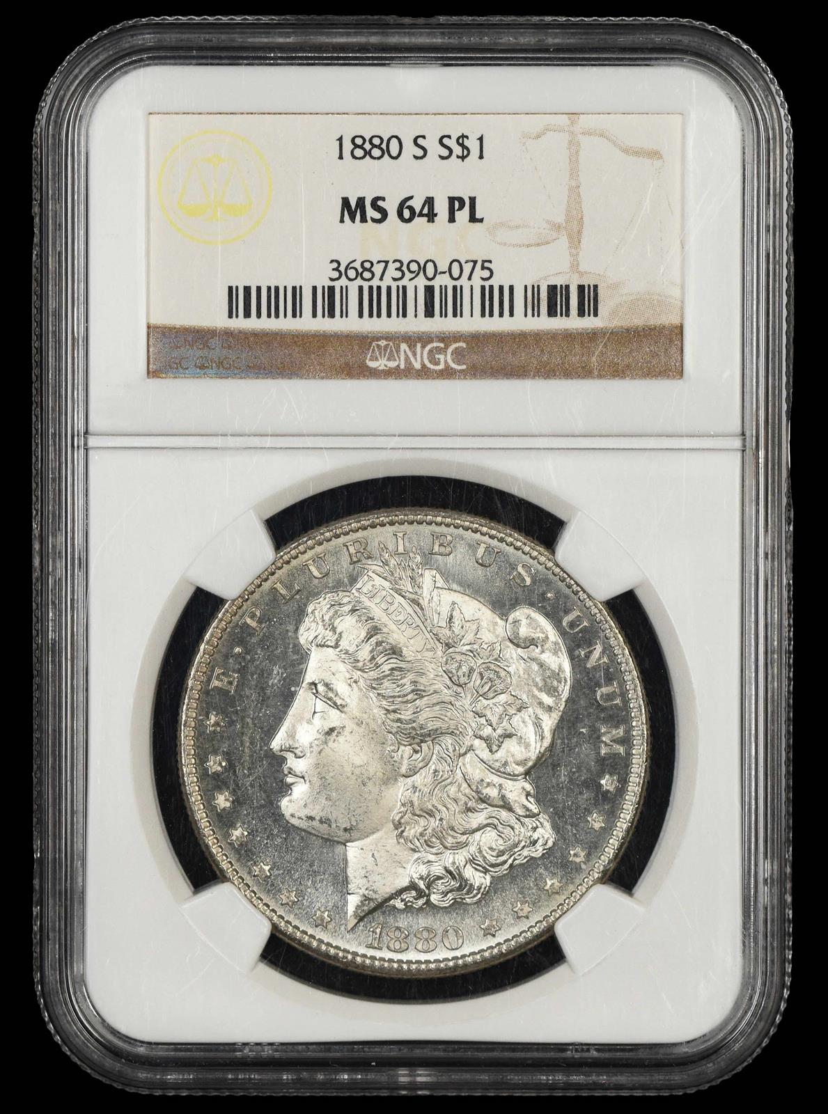 1880 S $1 NGC MS 64PL