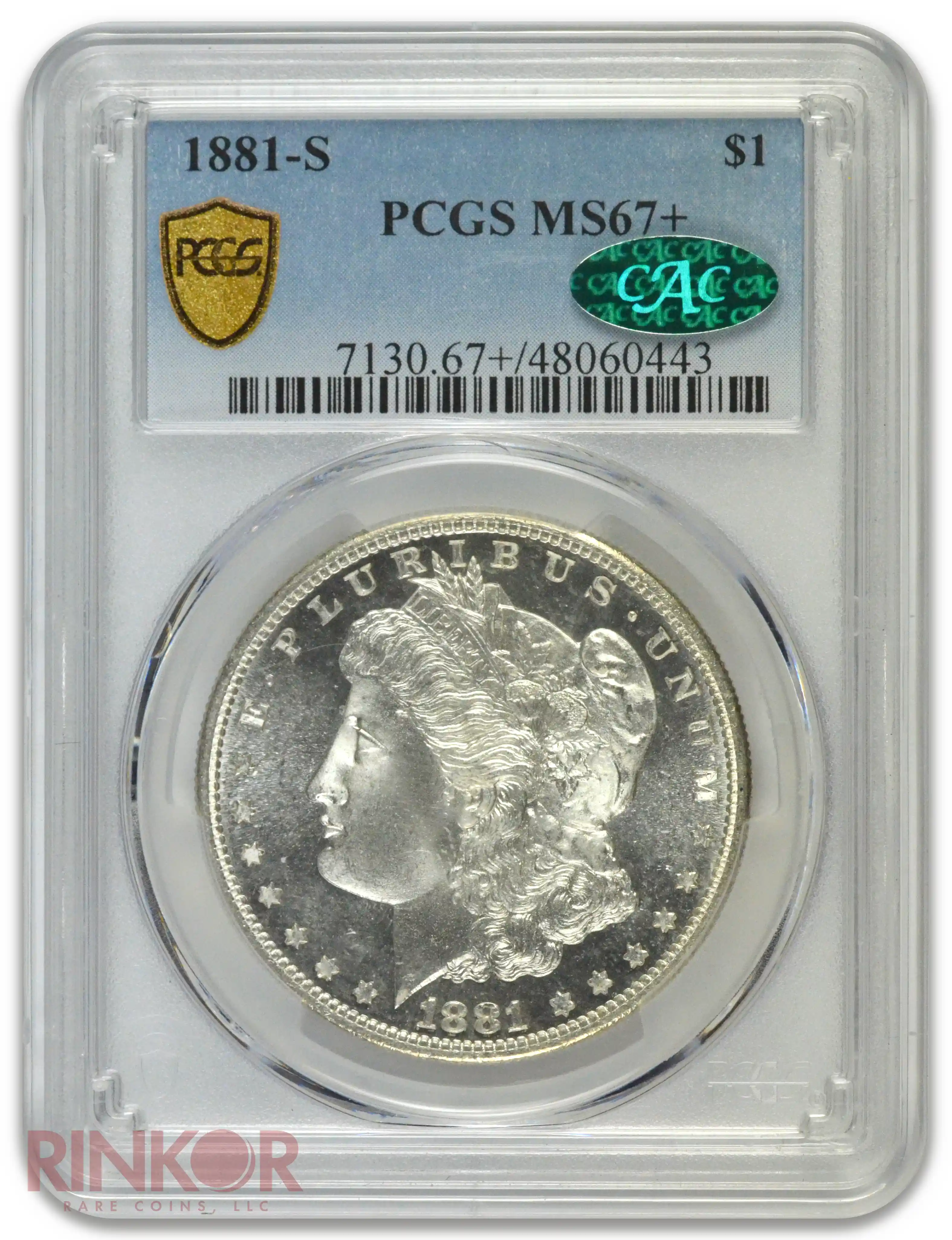 1881-S $1 Morgan Dollar PCGS MS 67+ CAC