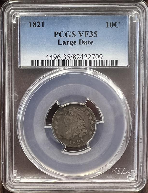 1821  Large Date Capped Bust PCGS VF 35  LARGE DATE