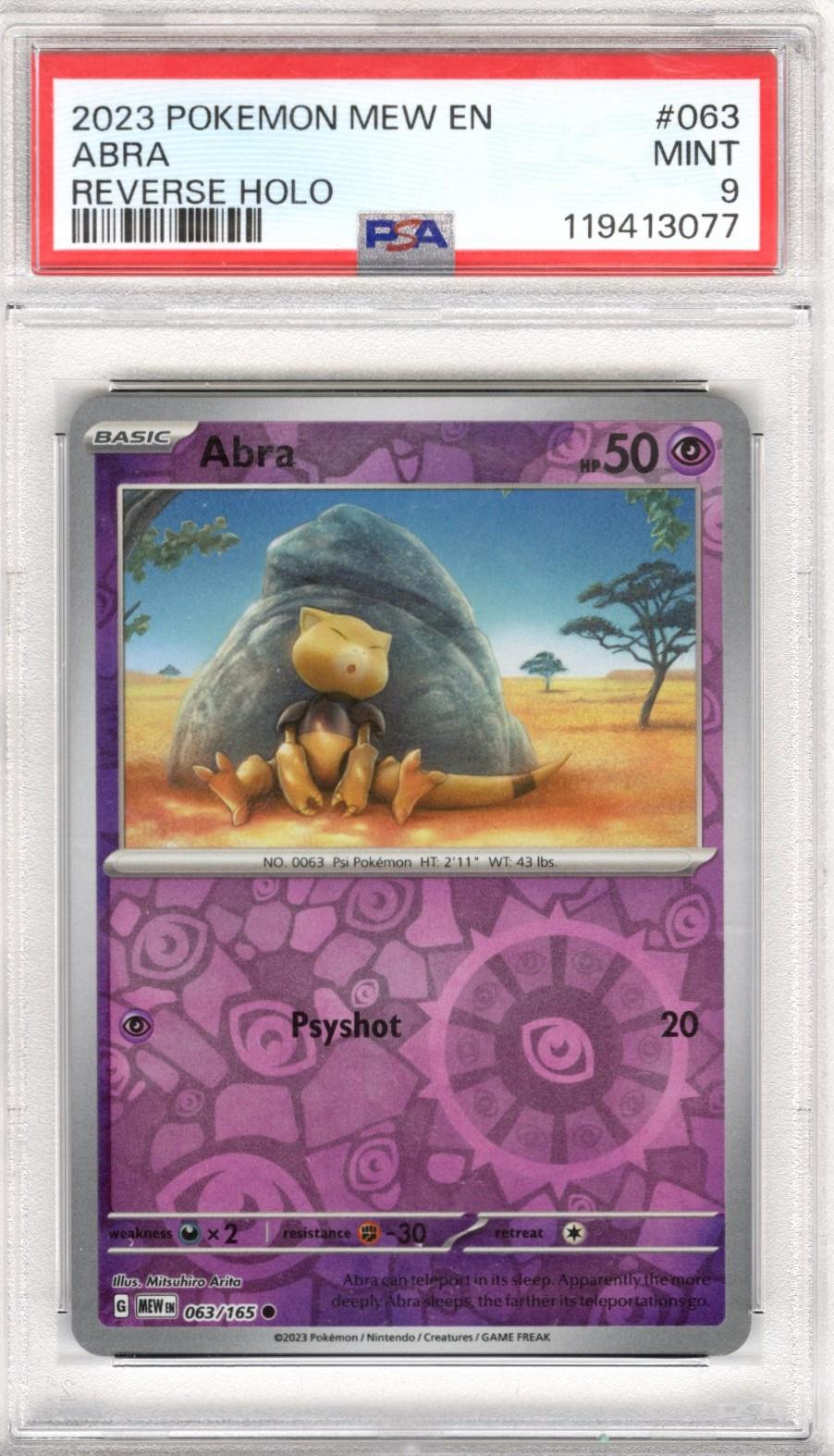 2023 Pokemon Mew En Abra Reverse Holo #063 PSA Mint 9 