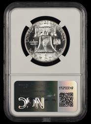 1959 P T2 Reverse Franklin Half FBL Bill Fivaz Signature Label NGC MS 63
