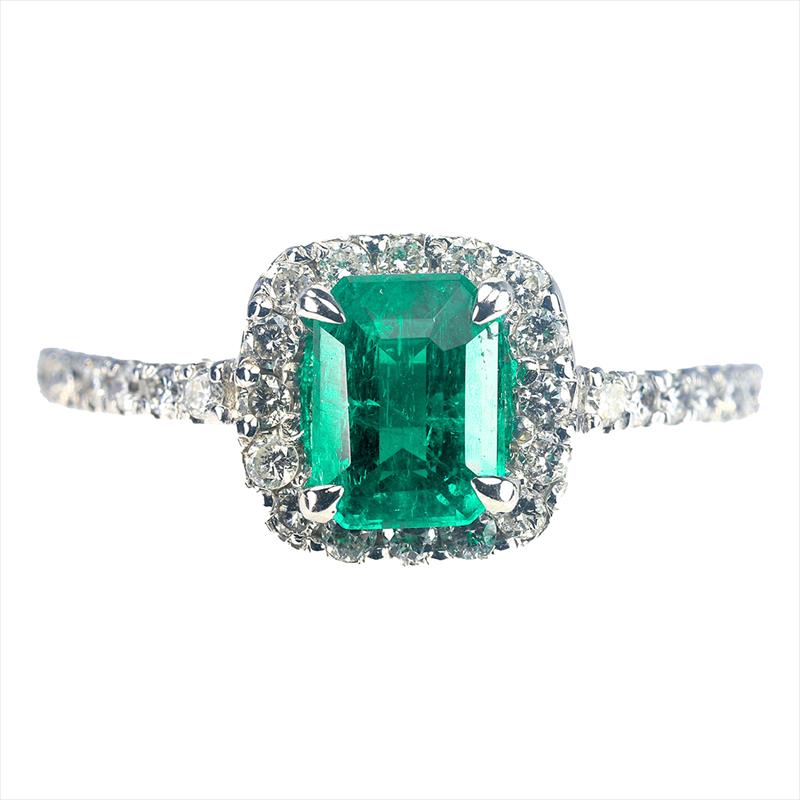 18k WG Spark Creations .30ct Diamond/1ct Emerald  Ring Approx: 1.30cttw 