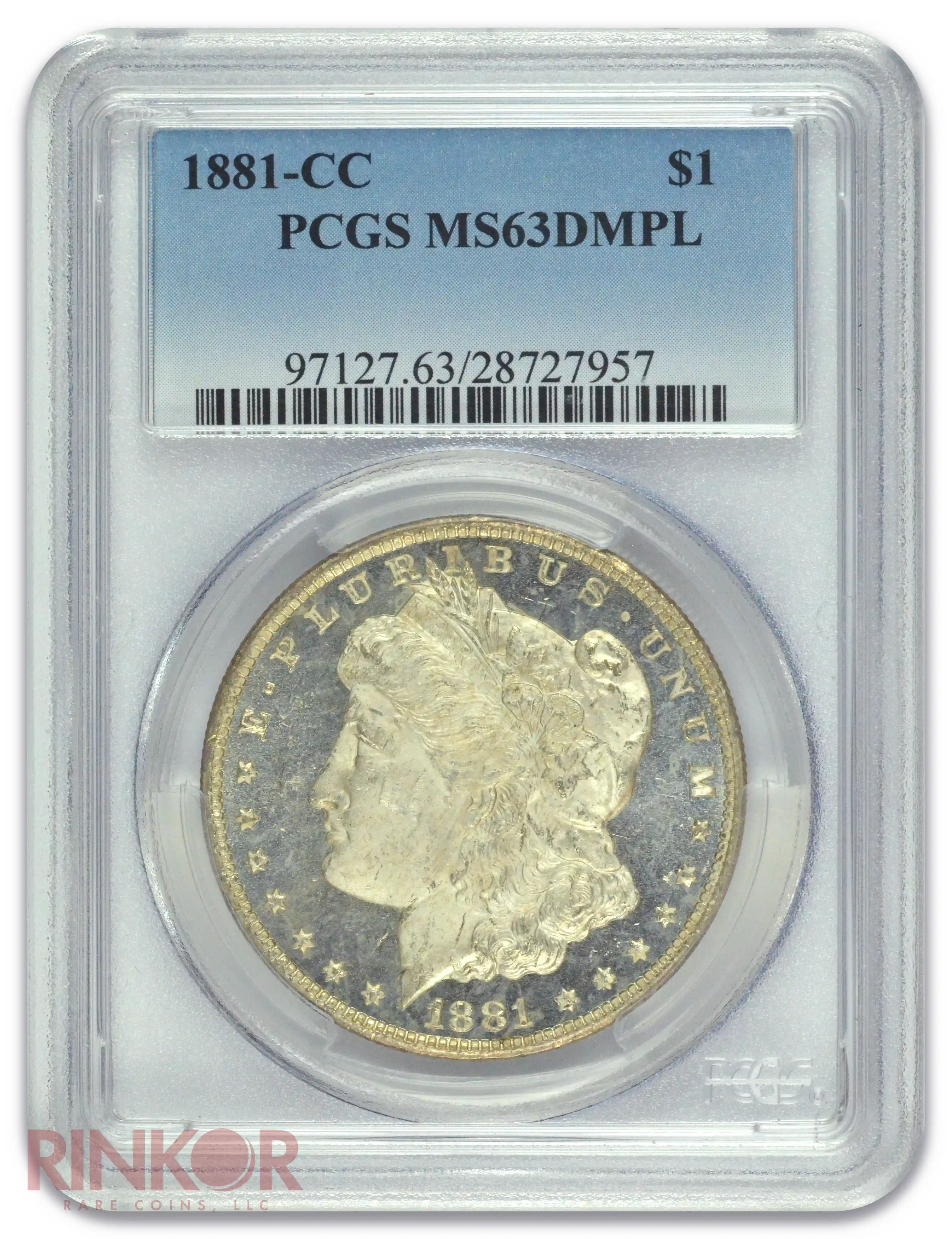 1881-CC $1 Morgan Dollar PCGS MS 63 DMPL