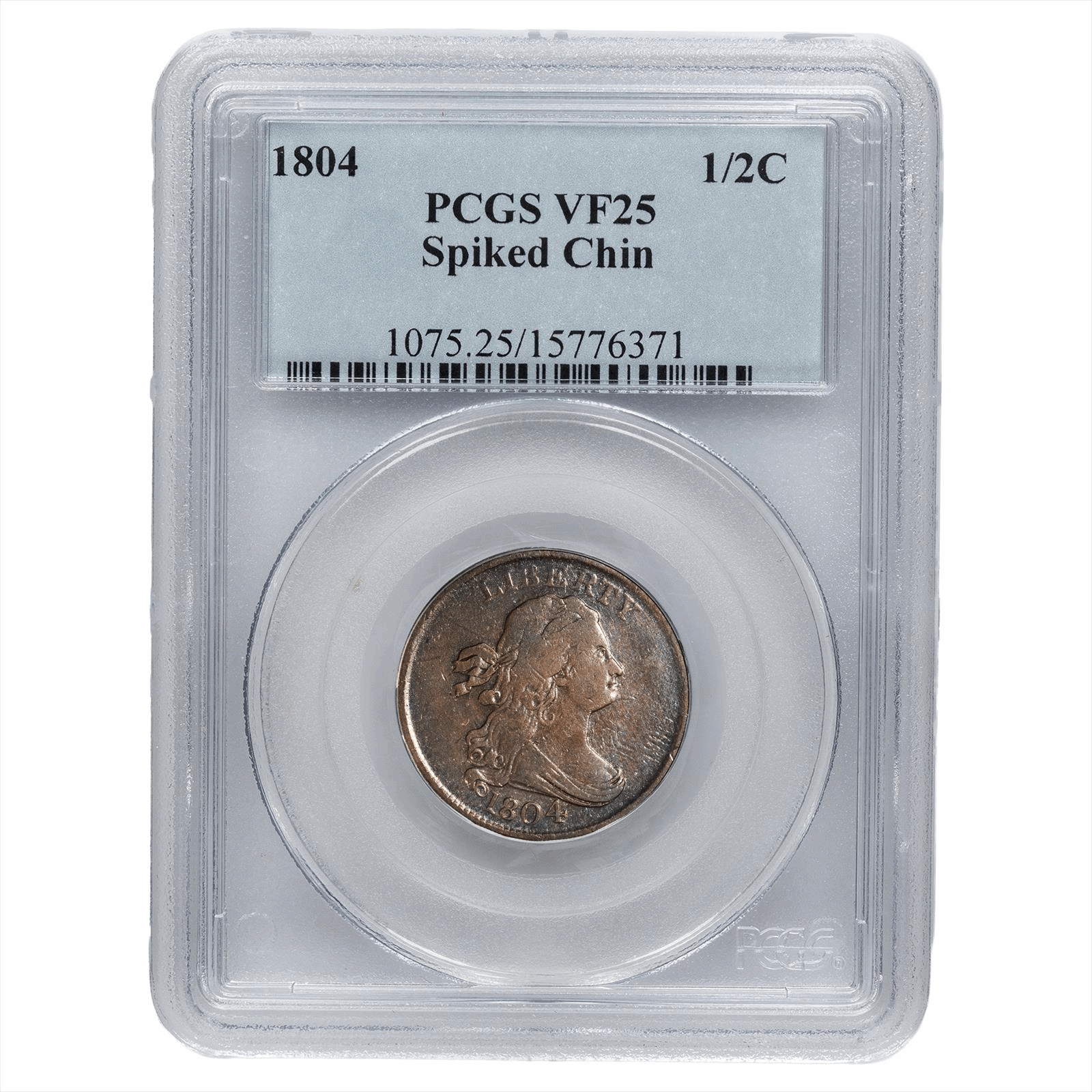 1804 Spiked Chin Draped Bust Half Cent 1/2C PCGS VF 25