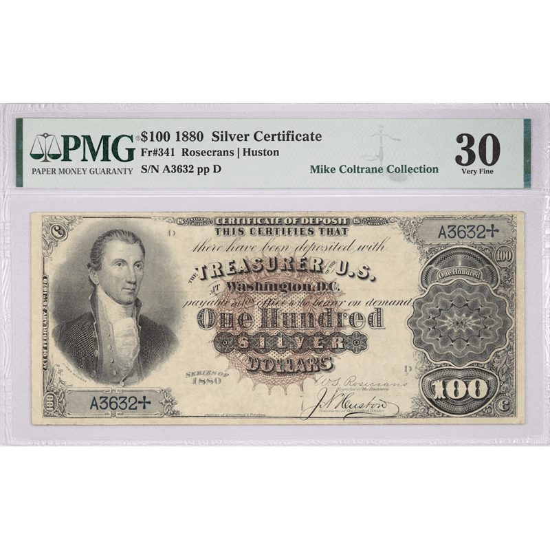 Fr. 341 $100 1880 Silver Certificate, PMG Very Fine 30 - Impressive and Rare