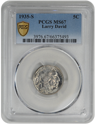 1935-S 5C Buffalo Nickel PCGS  MS67