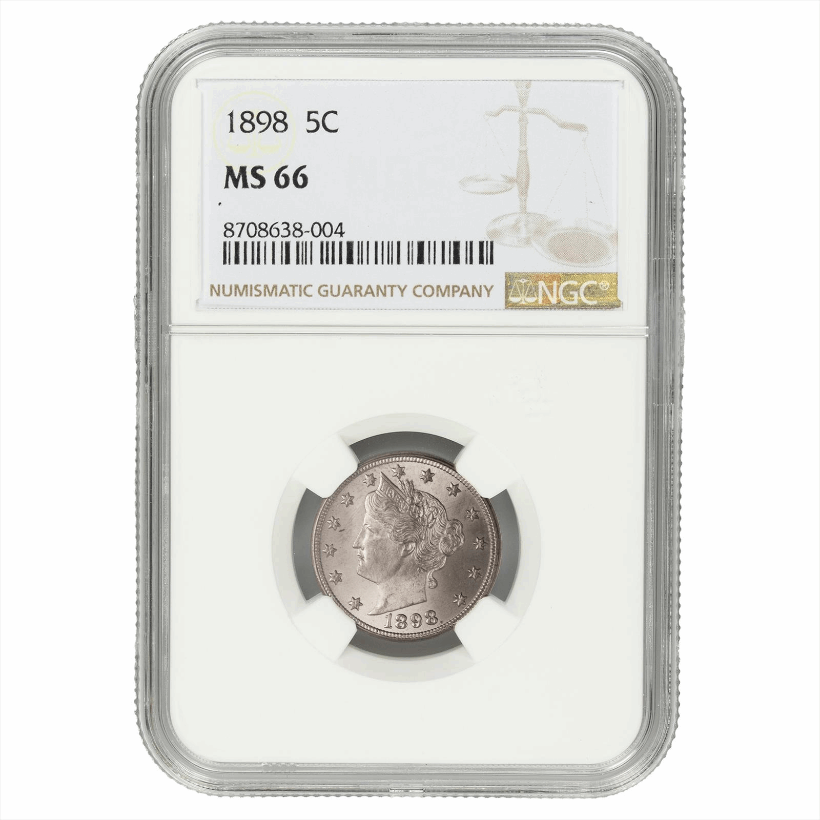 1898 Liberty V Nickel 5C NGC MS 66