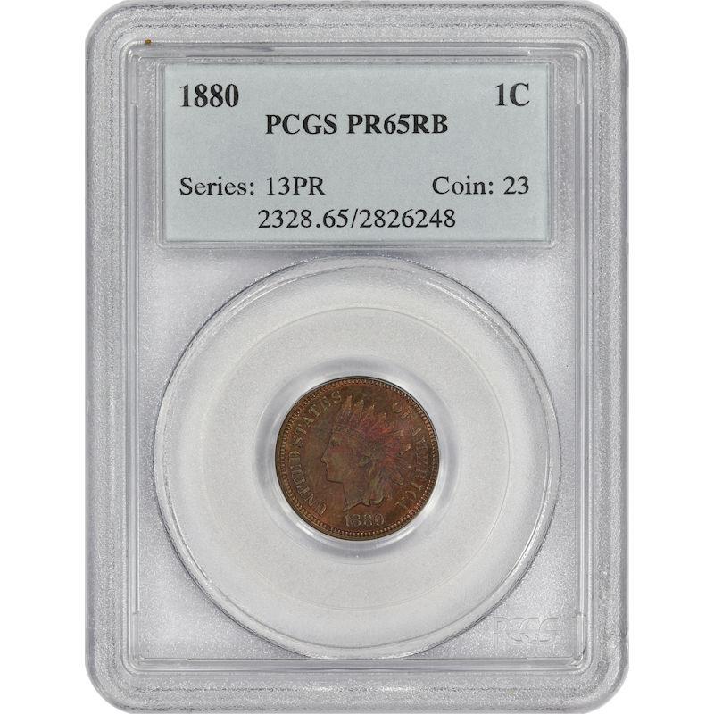1880 Indian Head Cent 1C PCGS  PR65RB Brilliant Hidden Tone 