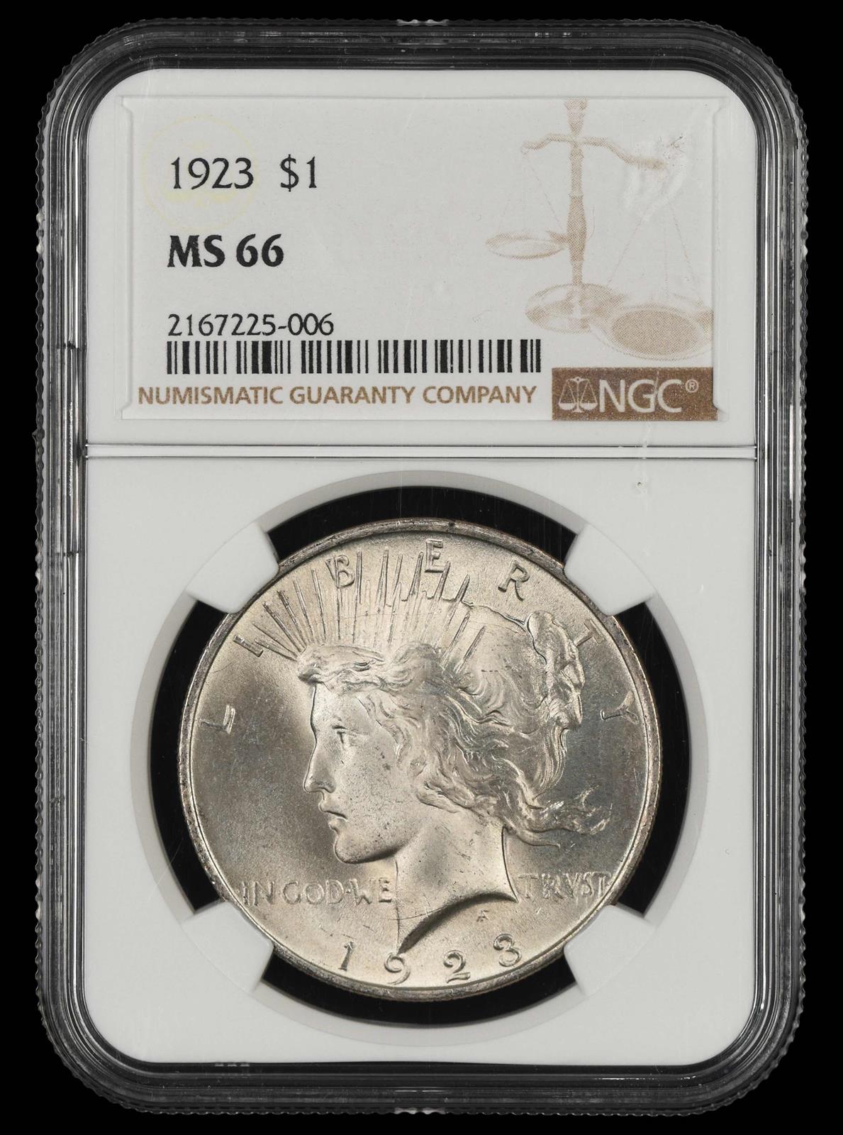 1923 $1 NGC MS 66