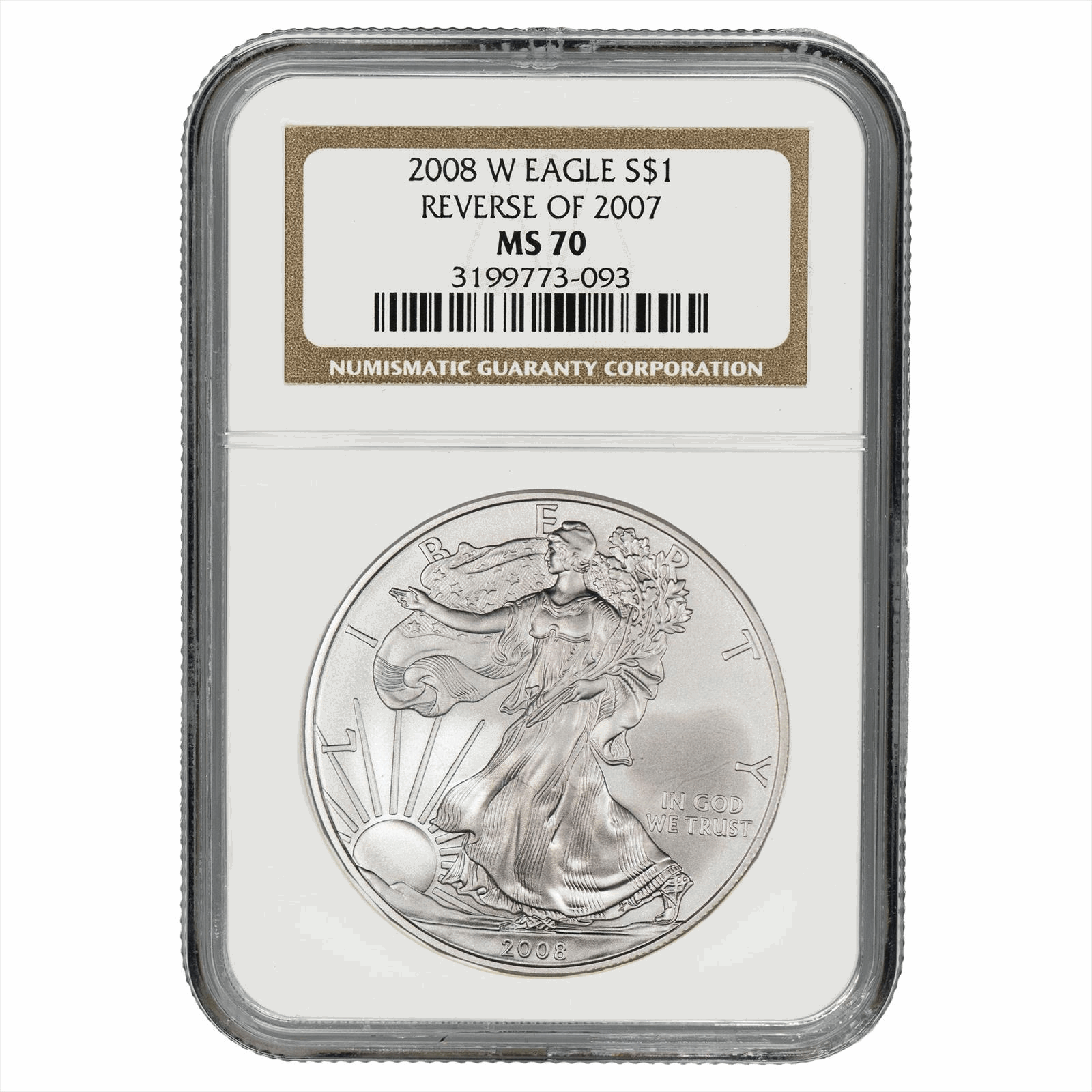 2008-W Reverse of 07 American Silver Eagle $1 NGC MS 70