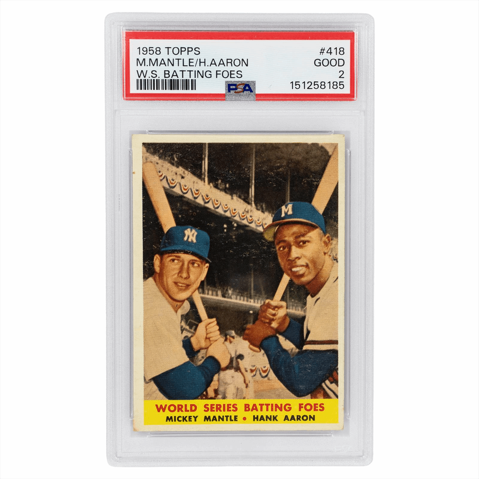 1958 Topps Mantle / Aaron W.S. Batting Foes #418 PSA GOOD 2 Cert #151258185