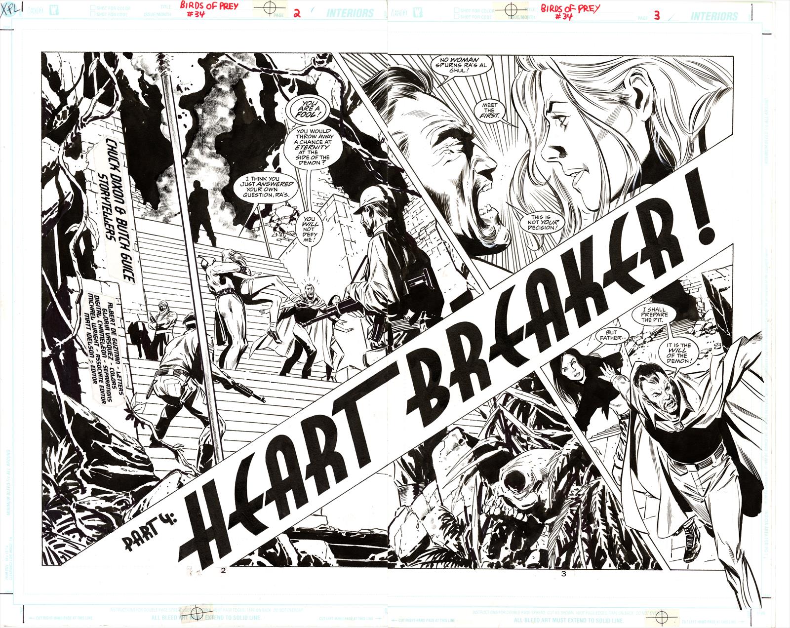 Birds of Prey #34 Page 2 & 3 Artist:  Jackson Guice (Penciller) ,  Jackson Guice (Inker) Media Type: Pen and Ink Art Type: Double Page Splash 