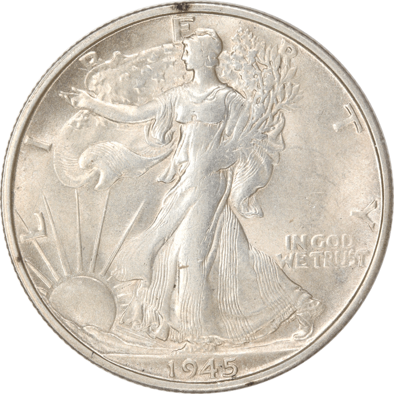 1945-S Walking Liberty Half Dollar, 50c Circulated Almost Uncirculated - Nice and Original