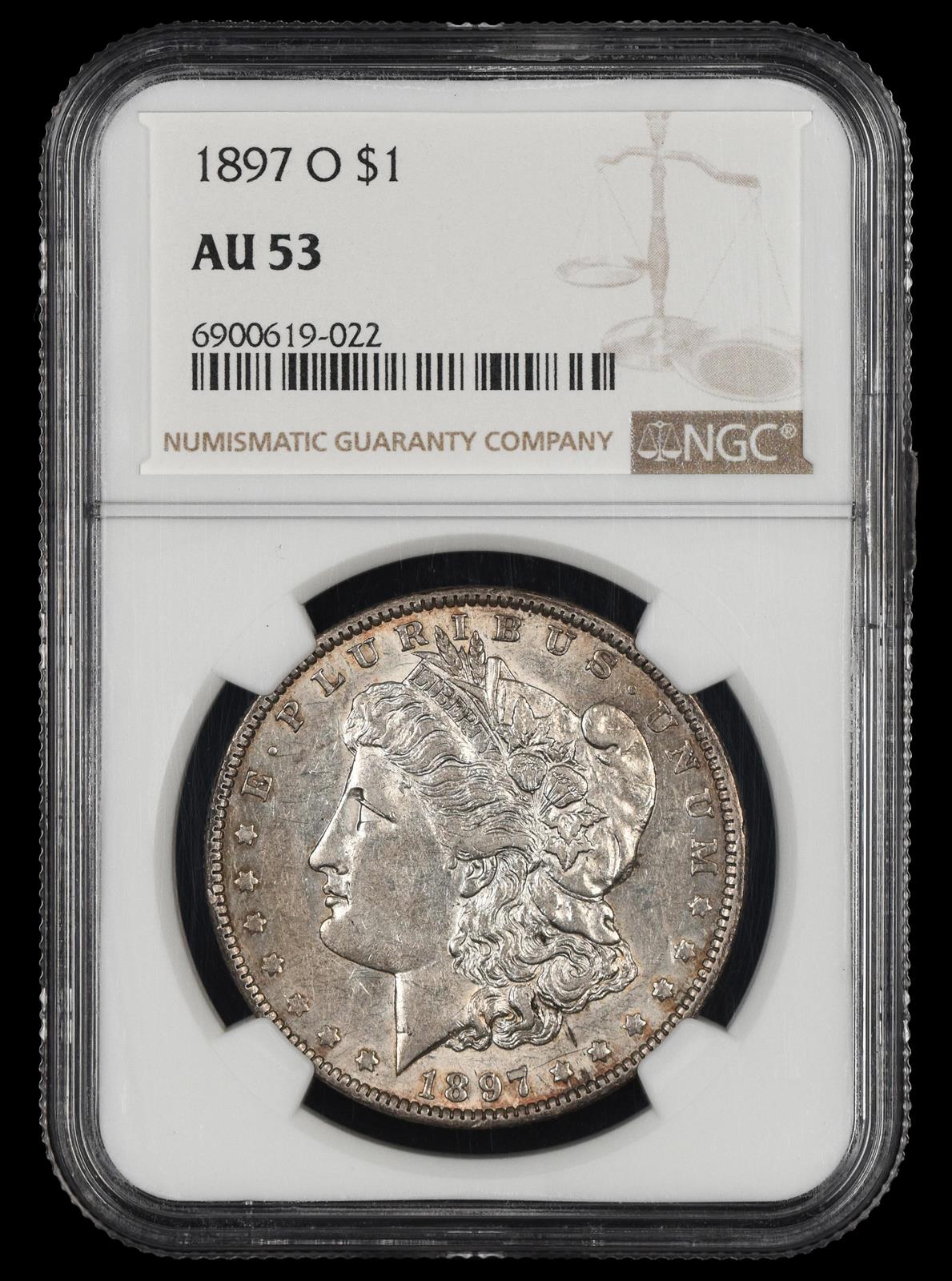 1897 O $1 NGC AU 53