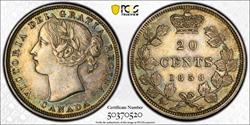 1858 Canada 20c PCGS AU det 