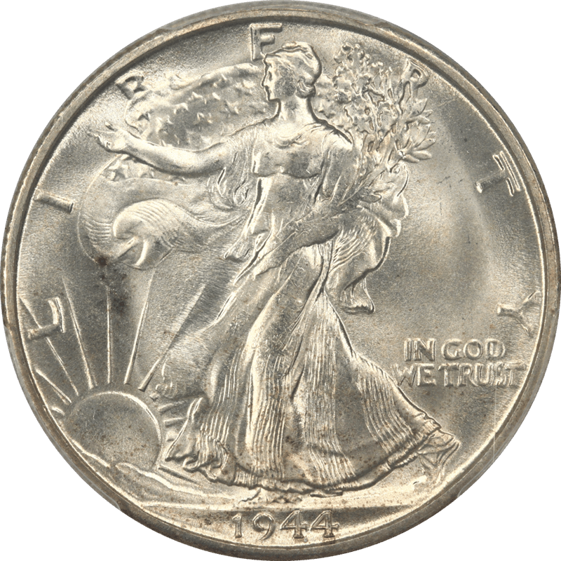 1944-S Walking Liberty Half Dollar 50c PCGS MS66 CAC - Lustrous, White