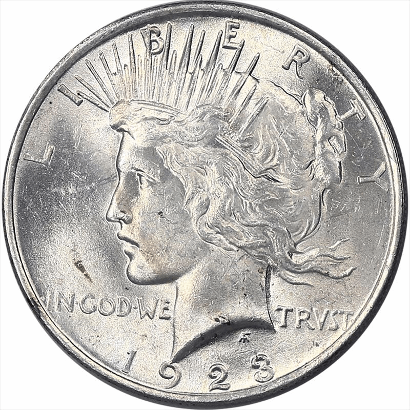 1923 Peace Silver Dollar, Raw,  Uncirculated - Nice White Coin