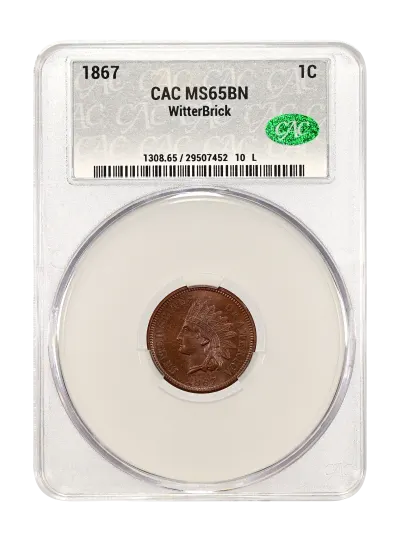 1867 1c CACG MS 65 BN WitterBrick